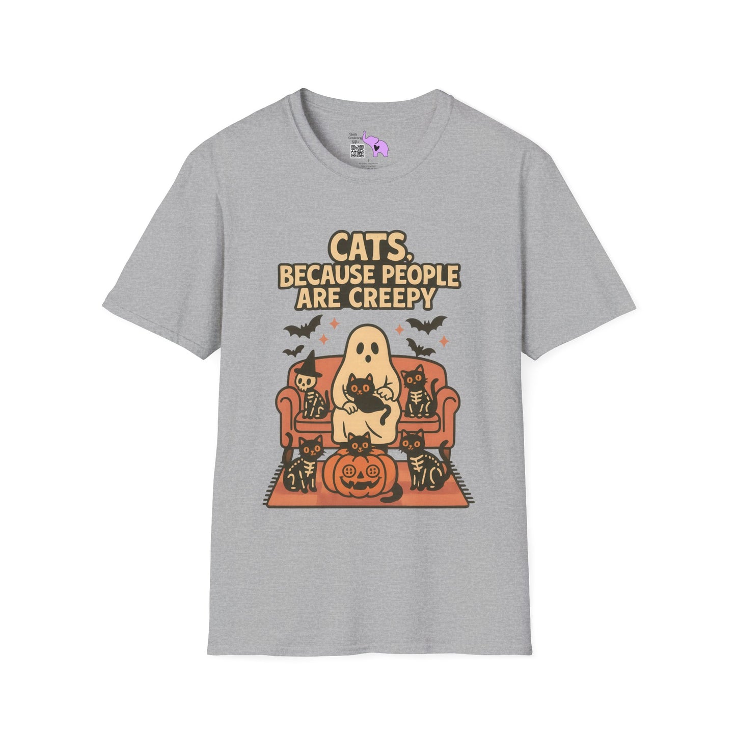 Cats, Because People Are Creepy (Halloween) Adult T-shirt