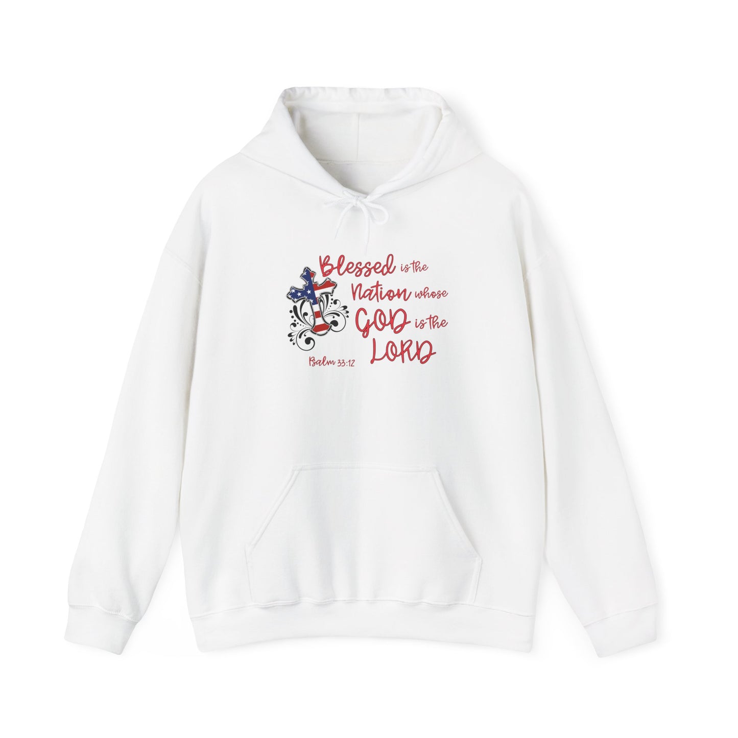Blessed Is The Nation Whose God Is The Lord Heavy Blend™ Hooded Sweatshirt