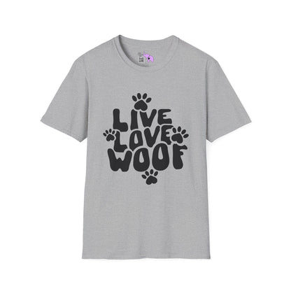 Live Love Woof Adult Tshirt