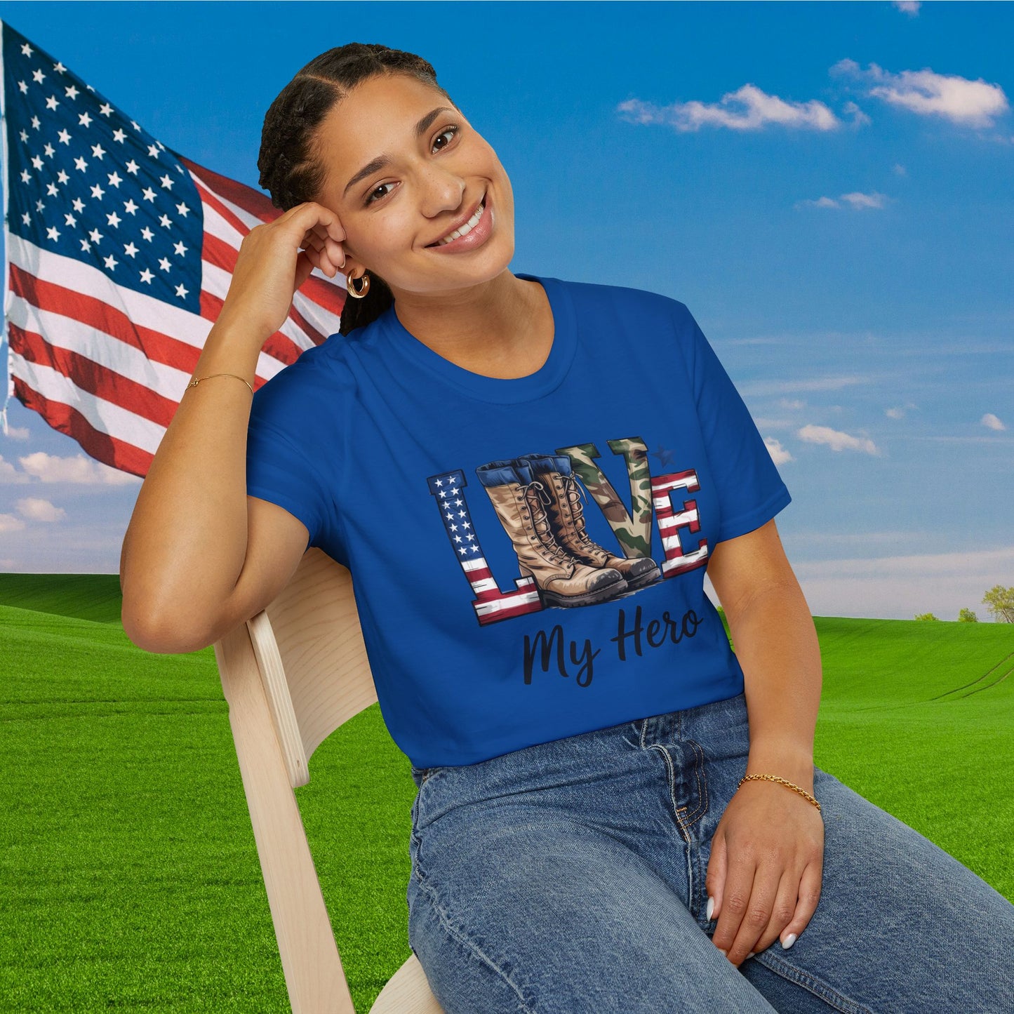 Love My Hero (Military Boots) Adult T-Shirt
