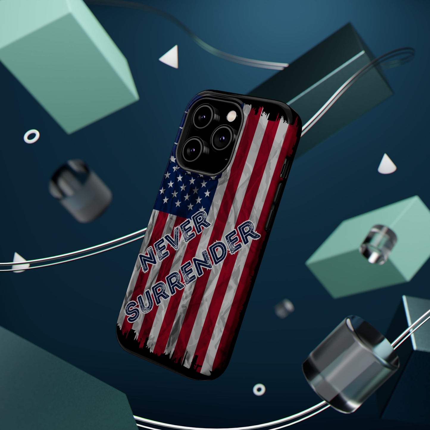 Never Surrender American Flag MagSafe® Compatible Tough Case for iPhone