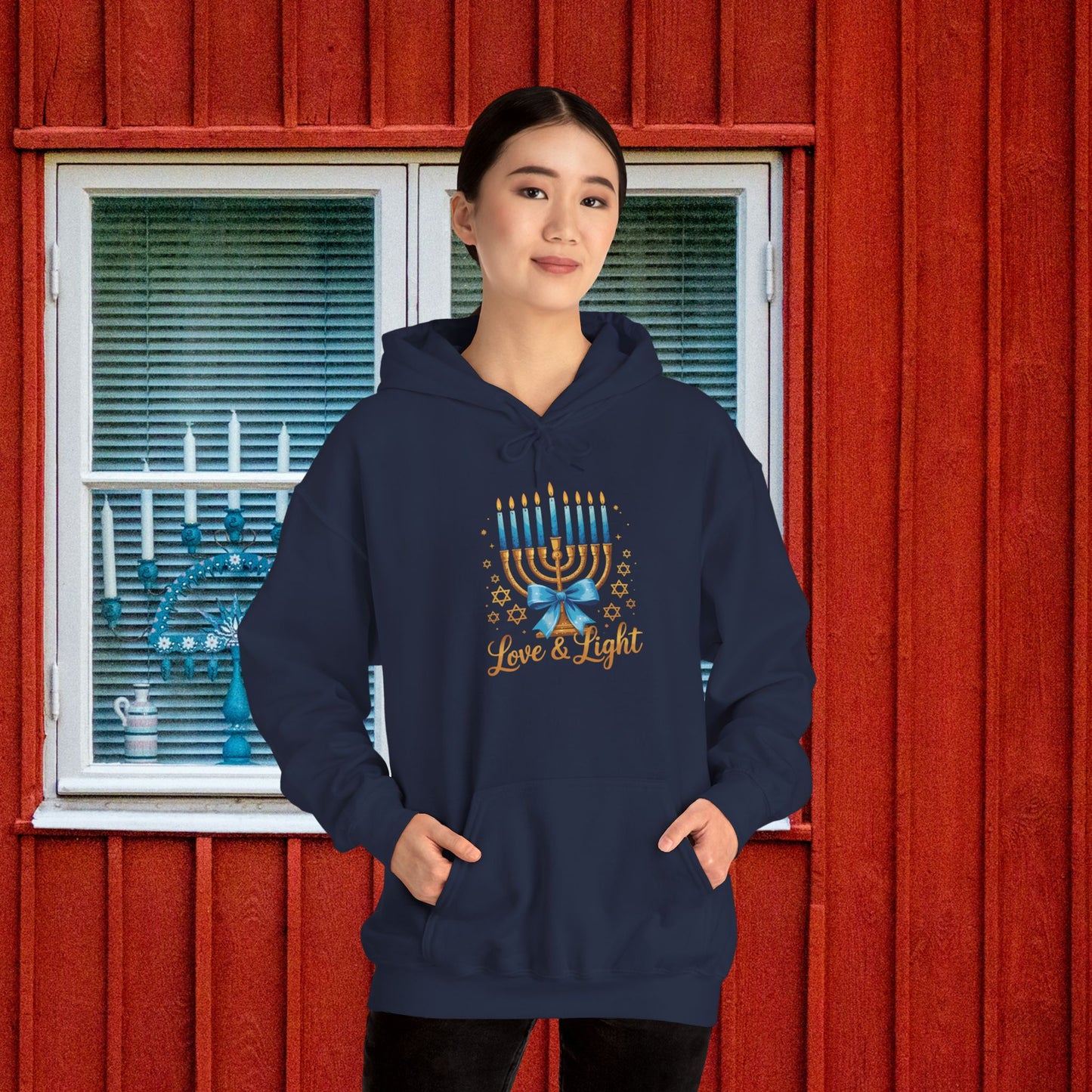 Love & Light Menorah Adult Heavy Blend™ Hooded Sweatshirt