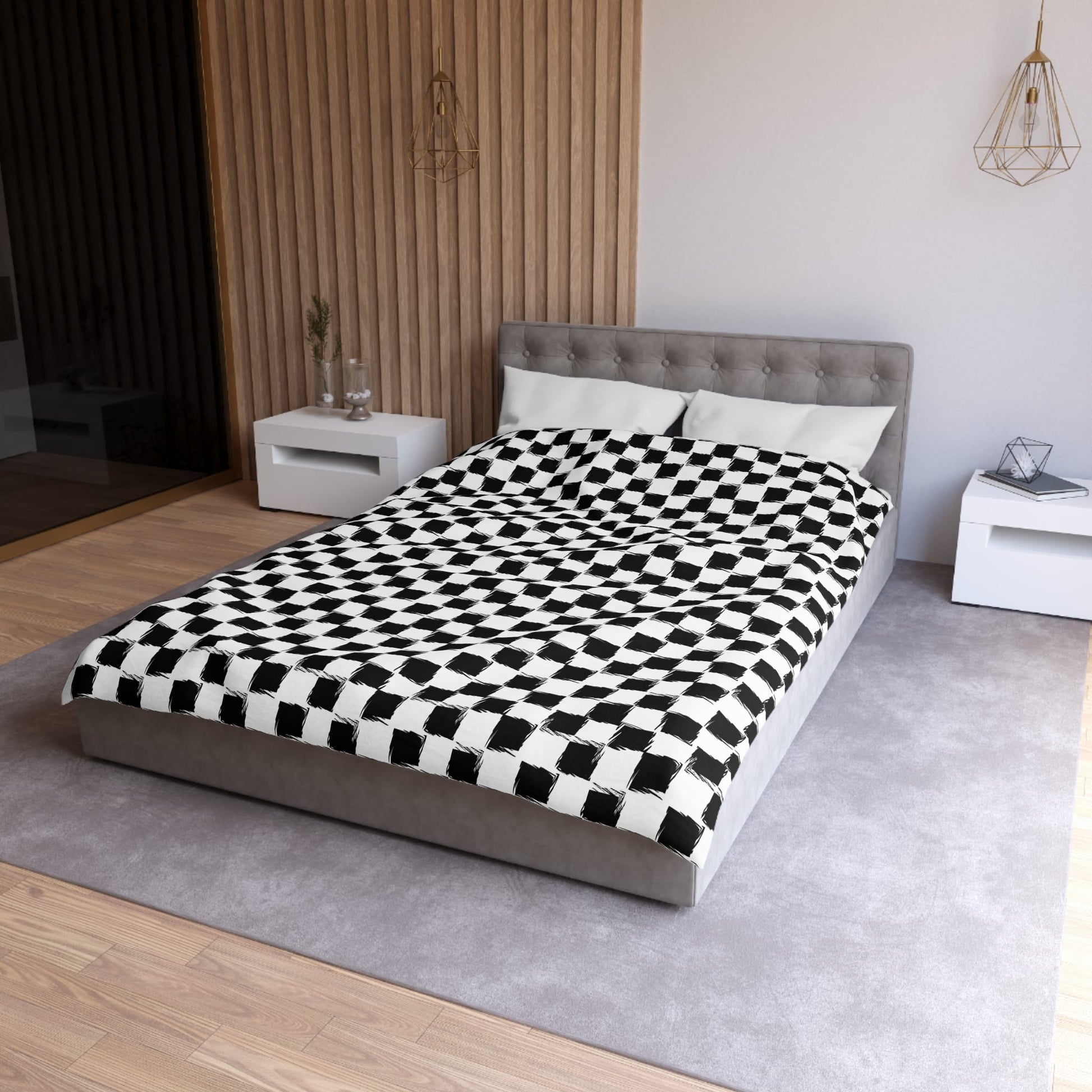 Distorted Check Microfiber Duvet Cover
