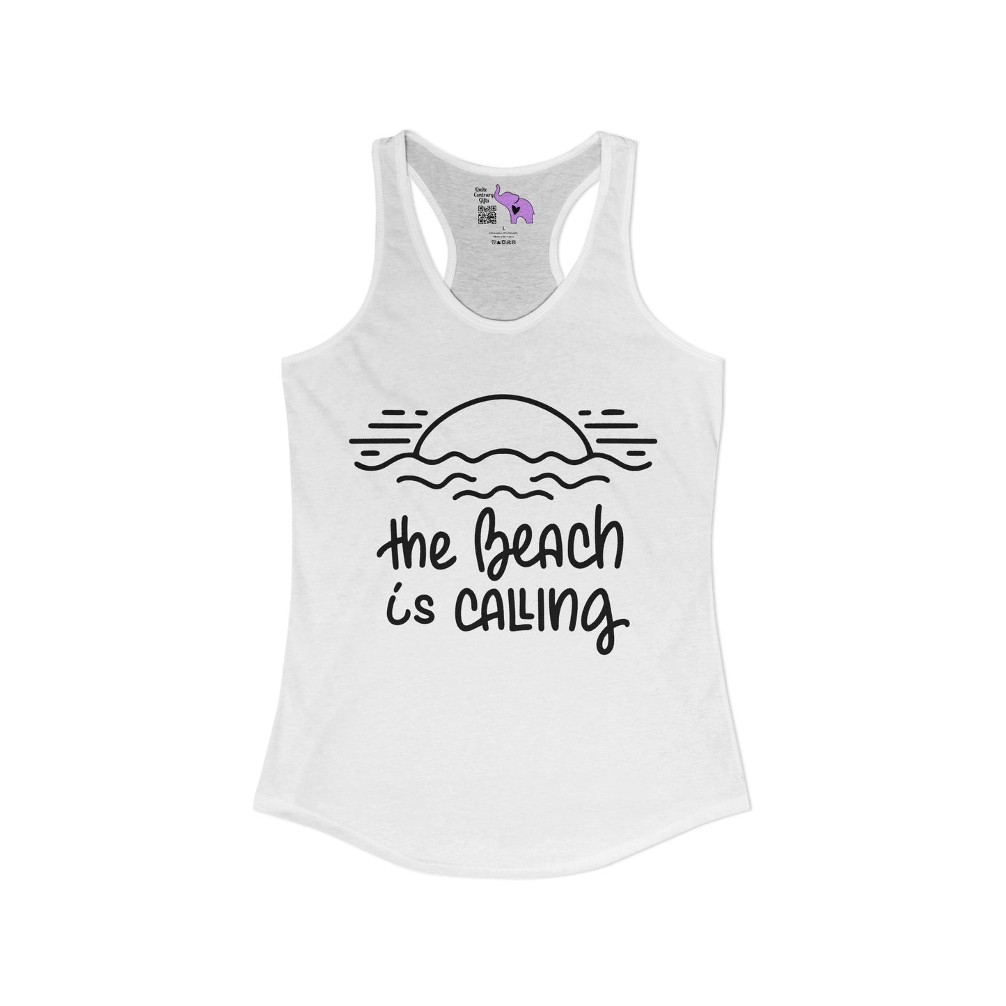 The Beach Is Calling Women's Ideal Racerback Tank