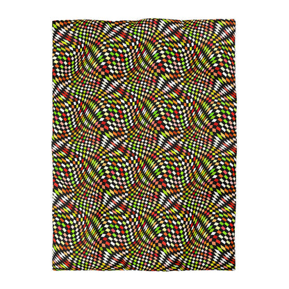 Warped Yellow/Green Checkered Duvet Bedding Set