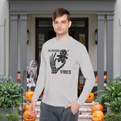 Halloween Vibes (Skeleton Hand & Voodoo Doll) Adult Long Sleeve Tee