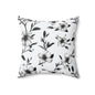 Black & White Five Petal Floral Throw Pillow