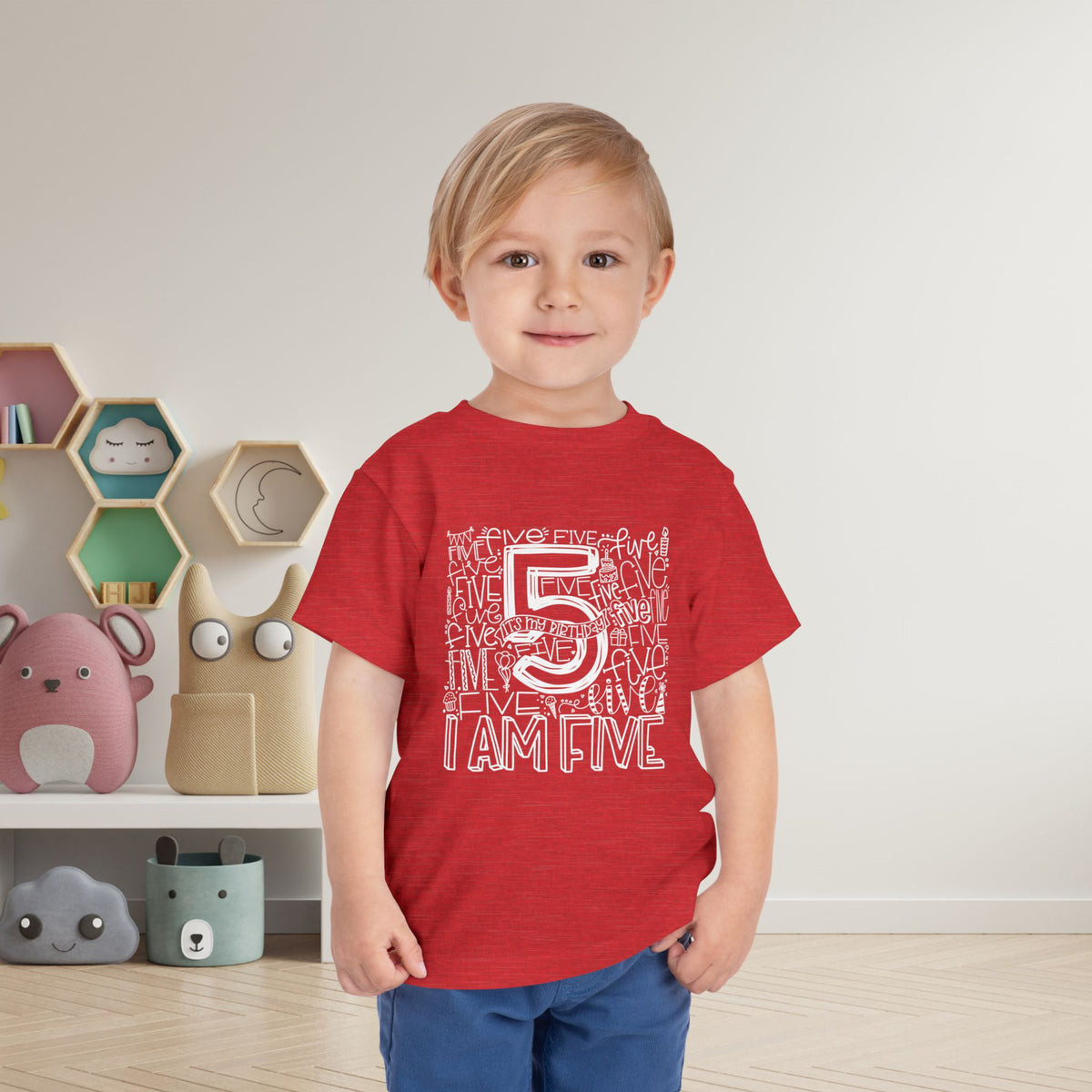 I Am Five Typography Toddler Tee