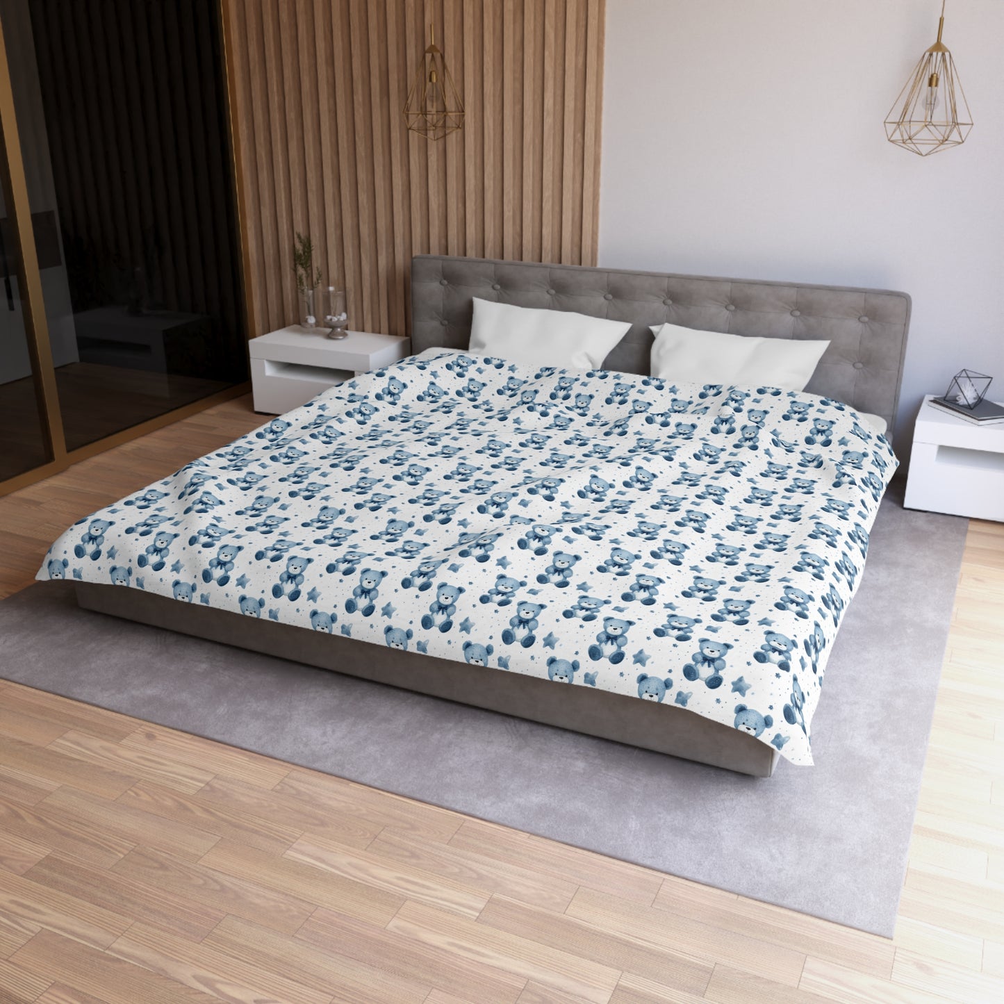Blue Bear Hugs Microfiber Duvet Cover