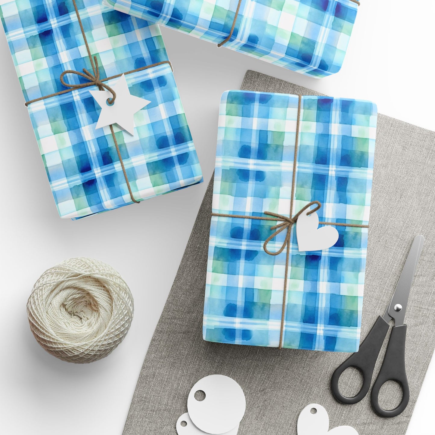Ocean Sunset Plaid Wrapping Paper