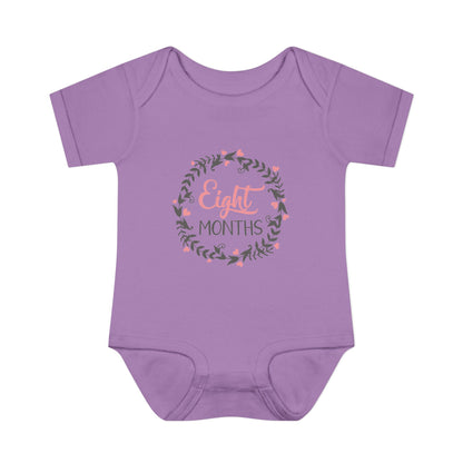 Pink Milestone Wreath Onesie-Eight Months
