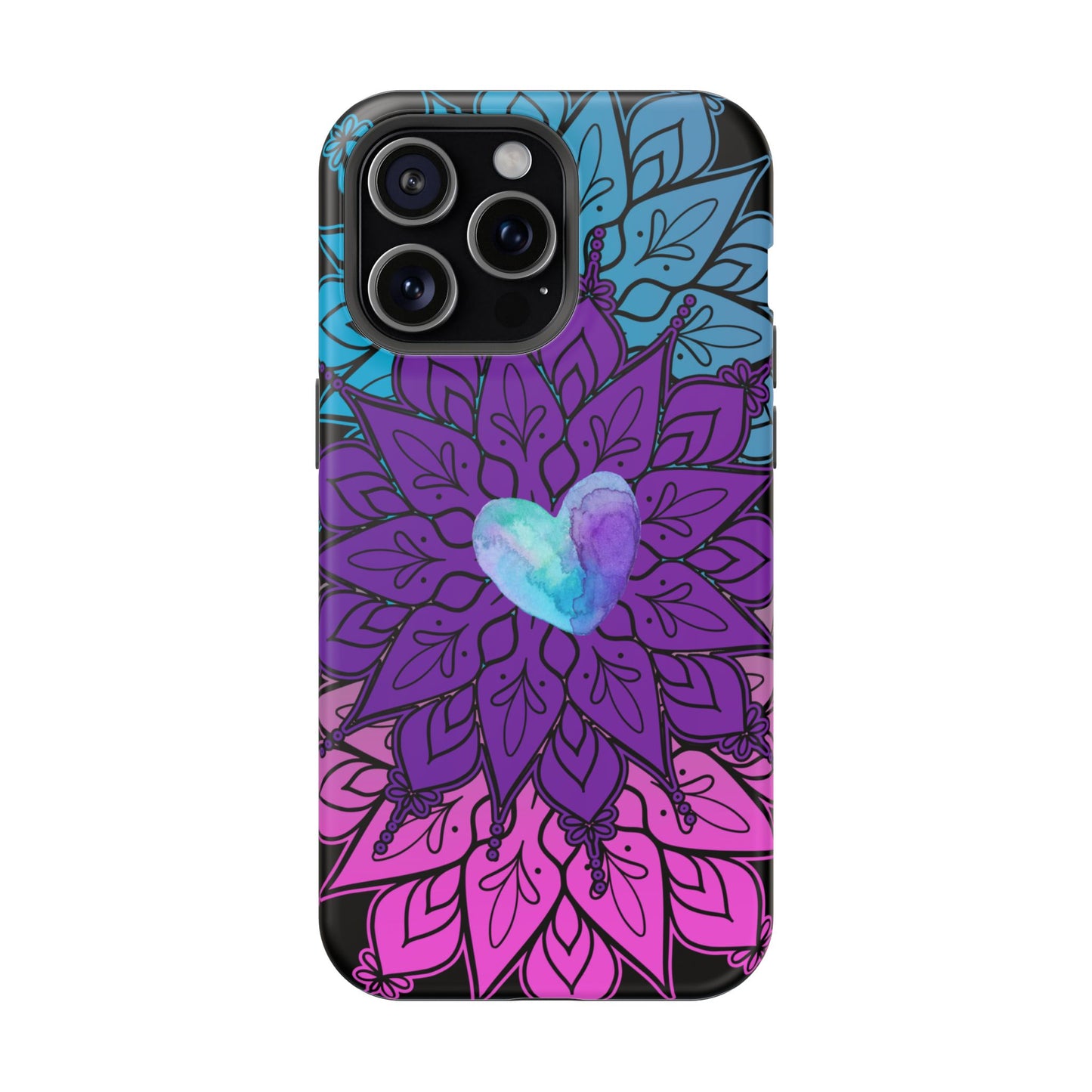 Colorful Mandala w/Heart MagSafe® Compatible Tough Case for iPhone