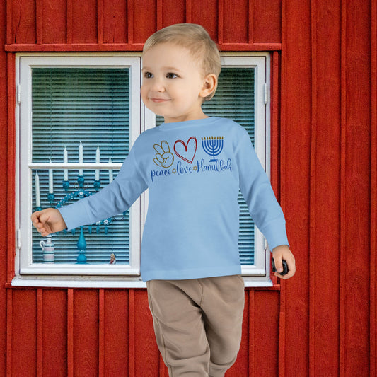 Peace Love Hanukkah Toddler Long Sleeve Tee