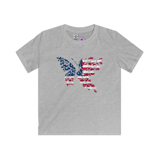 American Flag Butterfly Youth Softstyle Tee