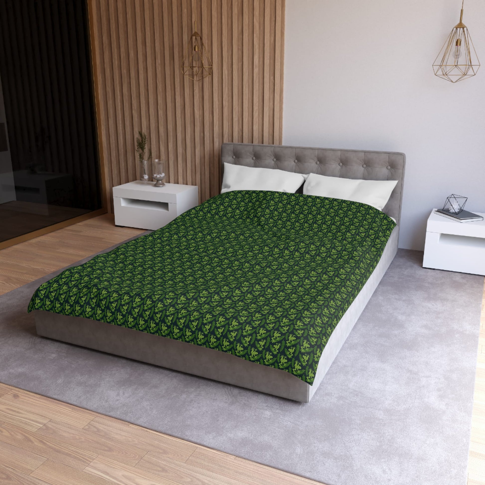 Emerald Canopy Frogs Microfiber Duvet Cover