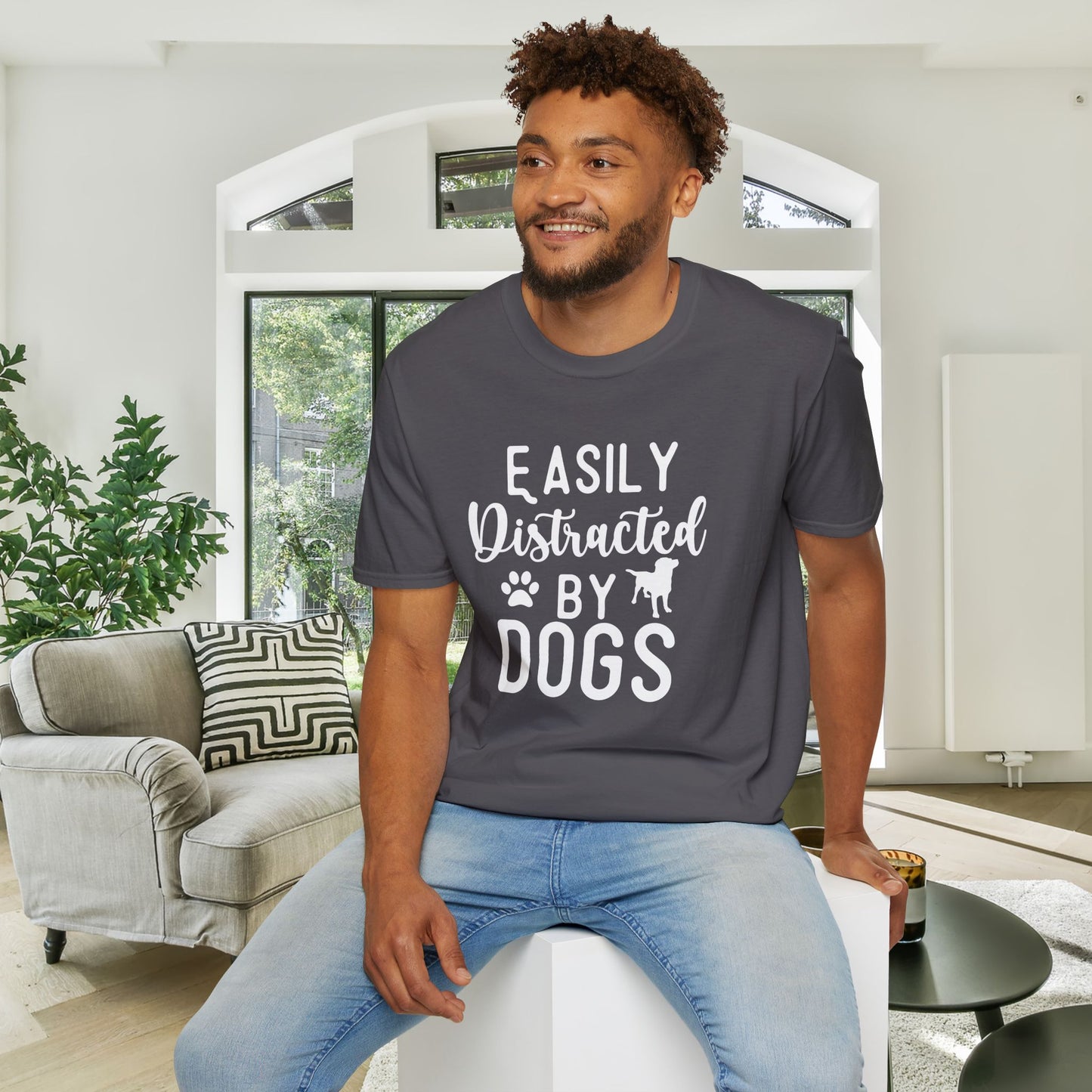 Easily Distracted By Dogs Adult T-shirt