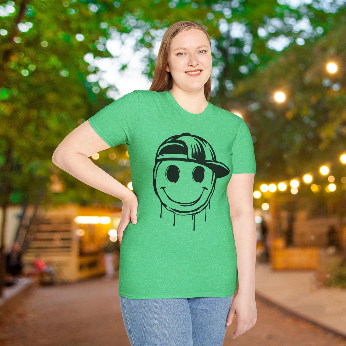 Melty Smiley Face w/Hat Adult T-shirt