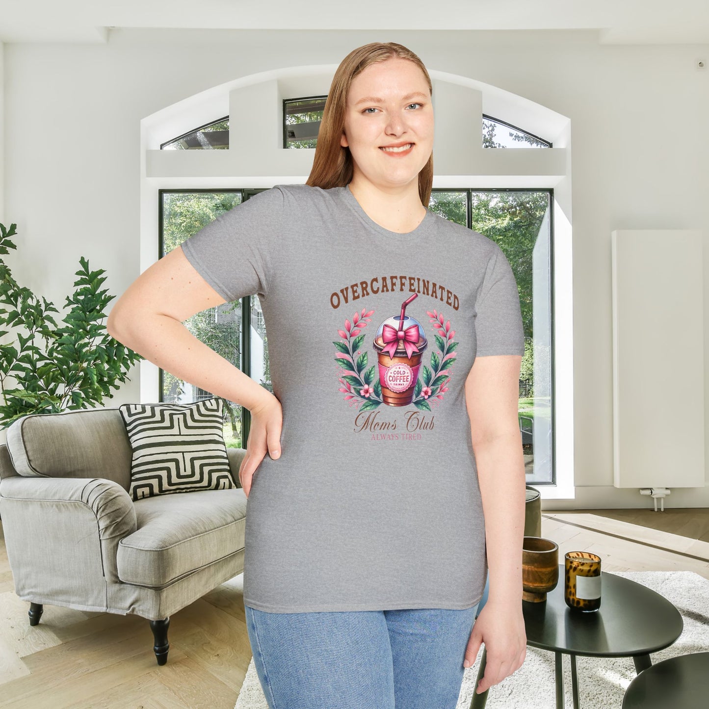 Overcaffeinated Mom's Club Adult T-shirt
