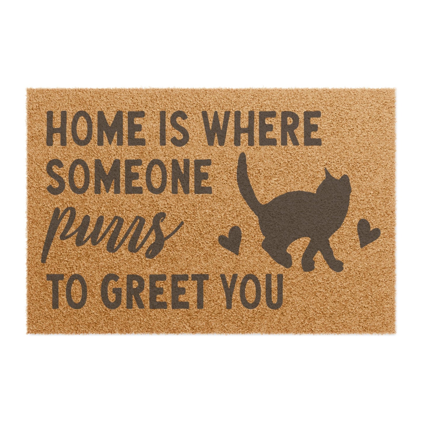 Home Is Where Someone Purrs To Greet You Coconut Fiber Doormat