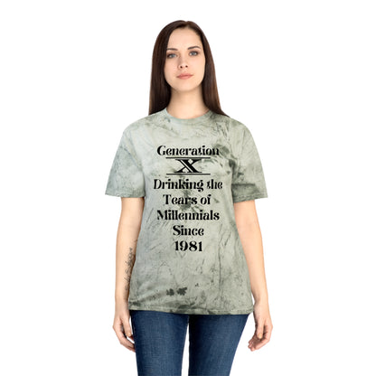 Gen X Drinking the tears of Millennials since 1981 Unisex Color Blast T-Shirt