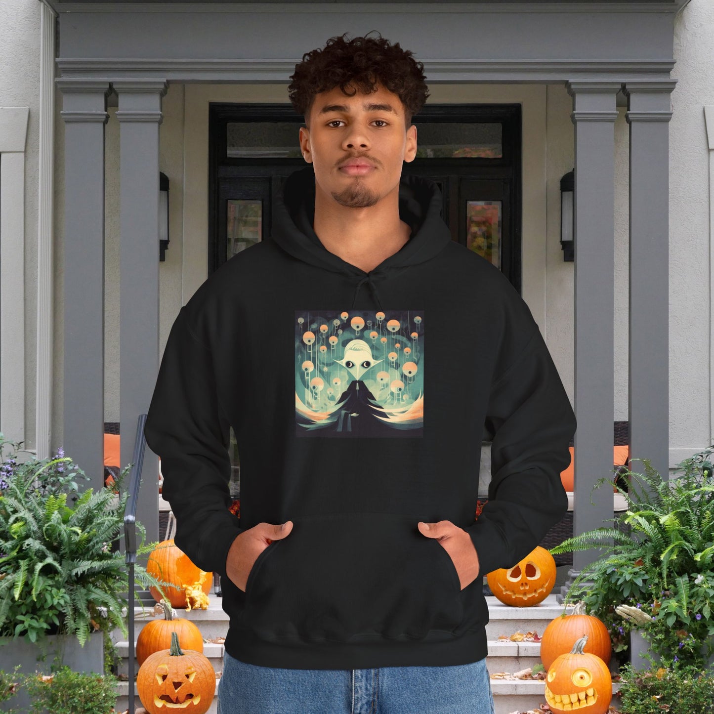 Creepy Ghost 10 Heavy Blend™ Hooded Sweatshirt