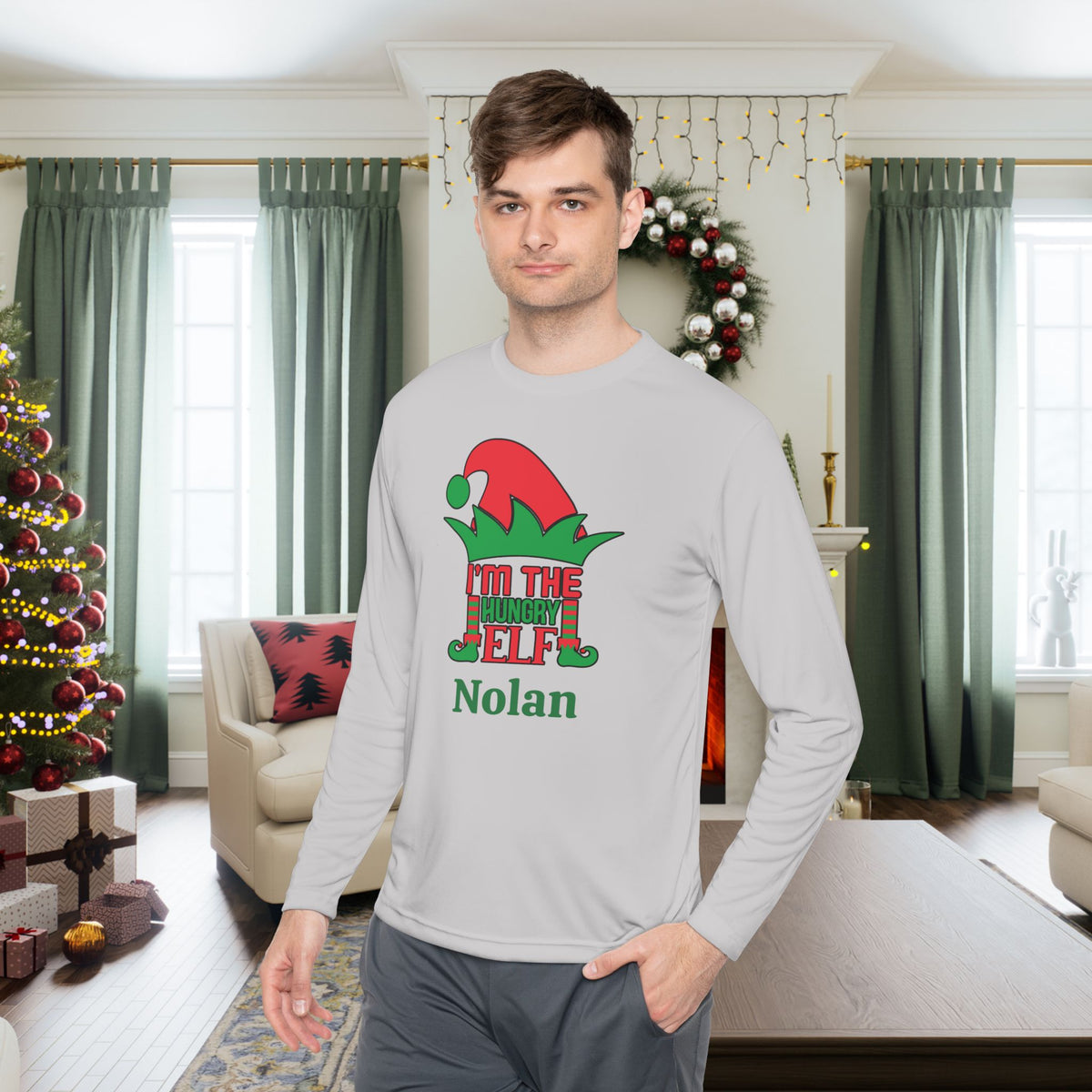 I'm The Hungry Elf Personalized Adult Long Sleeve Tee