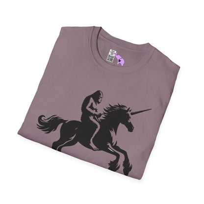 Bigfoot Rides A Unicorn Adult T-shirt