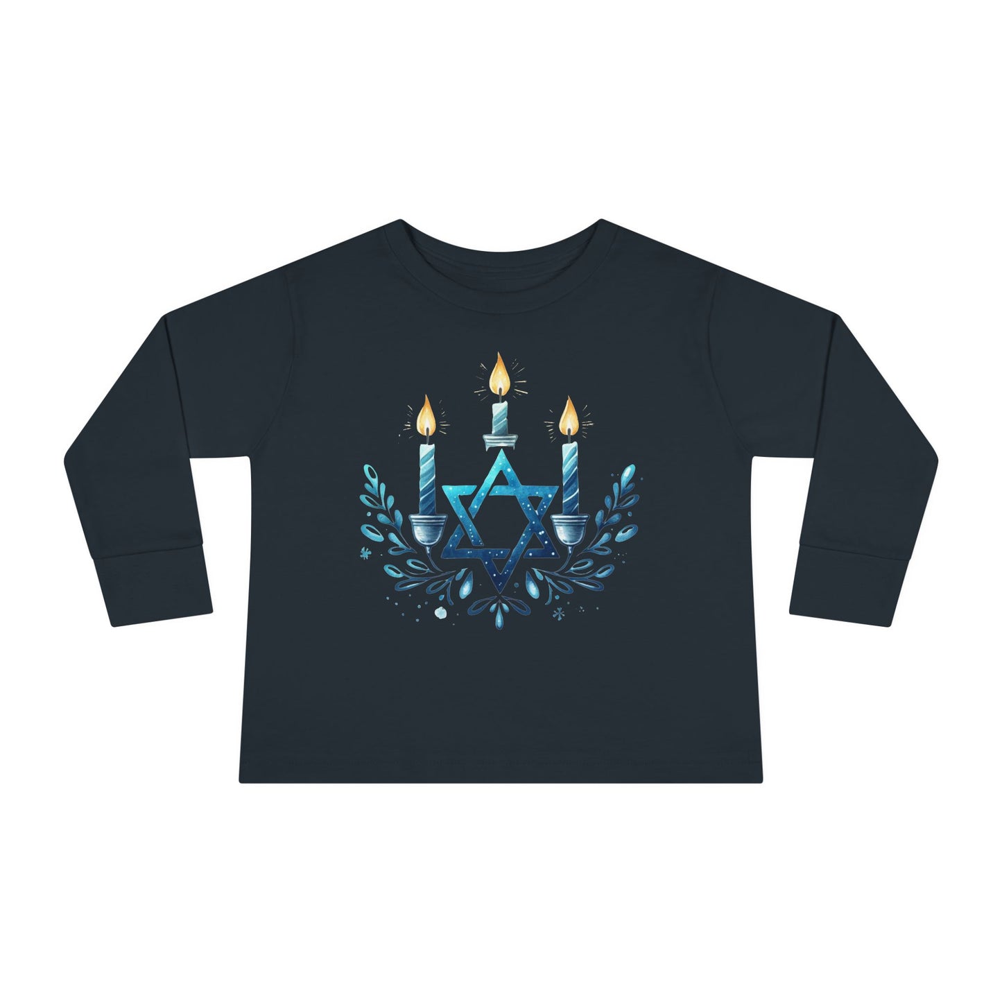 Star & Flame Hanukkah Toddler Long Sleeve Tee