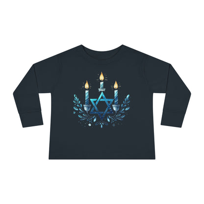 Star & Flame Hanukkah Toddler Long Sleeve Tee