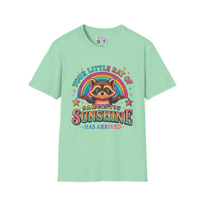 Your Little Ray of Sarcastic Sunshine is Here (Racoon) Adult T-shirt