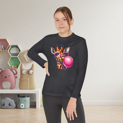 Girraffe Blowing Bubble Youth Long Sleeve Tee