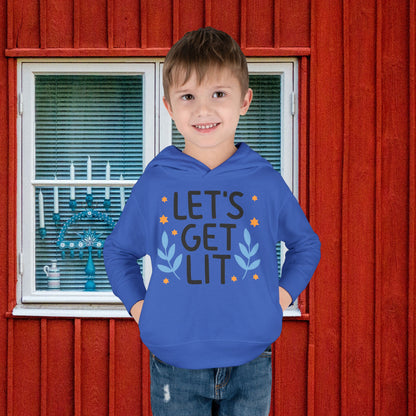 Hanukkah Let's Get Lit Toddler Pullover Fleece Hoodie