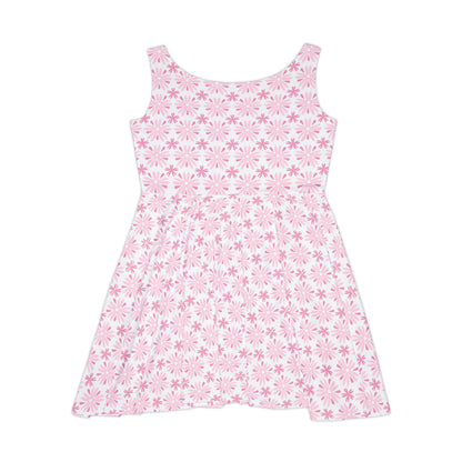 Pink Daisies Women's Skater Dress - Fun Spring Floral Dress for Every Occasion