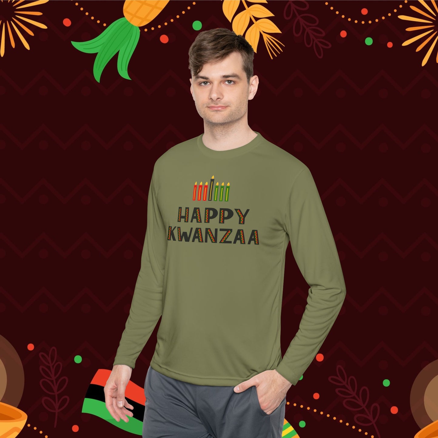 Happy Kwanzaa (Kinara) Adult Long Sleeve Tee