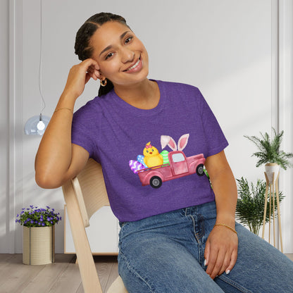 Easter Chick & Eggs In Vintage Truck Adult T-shirt