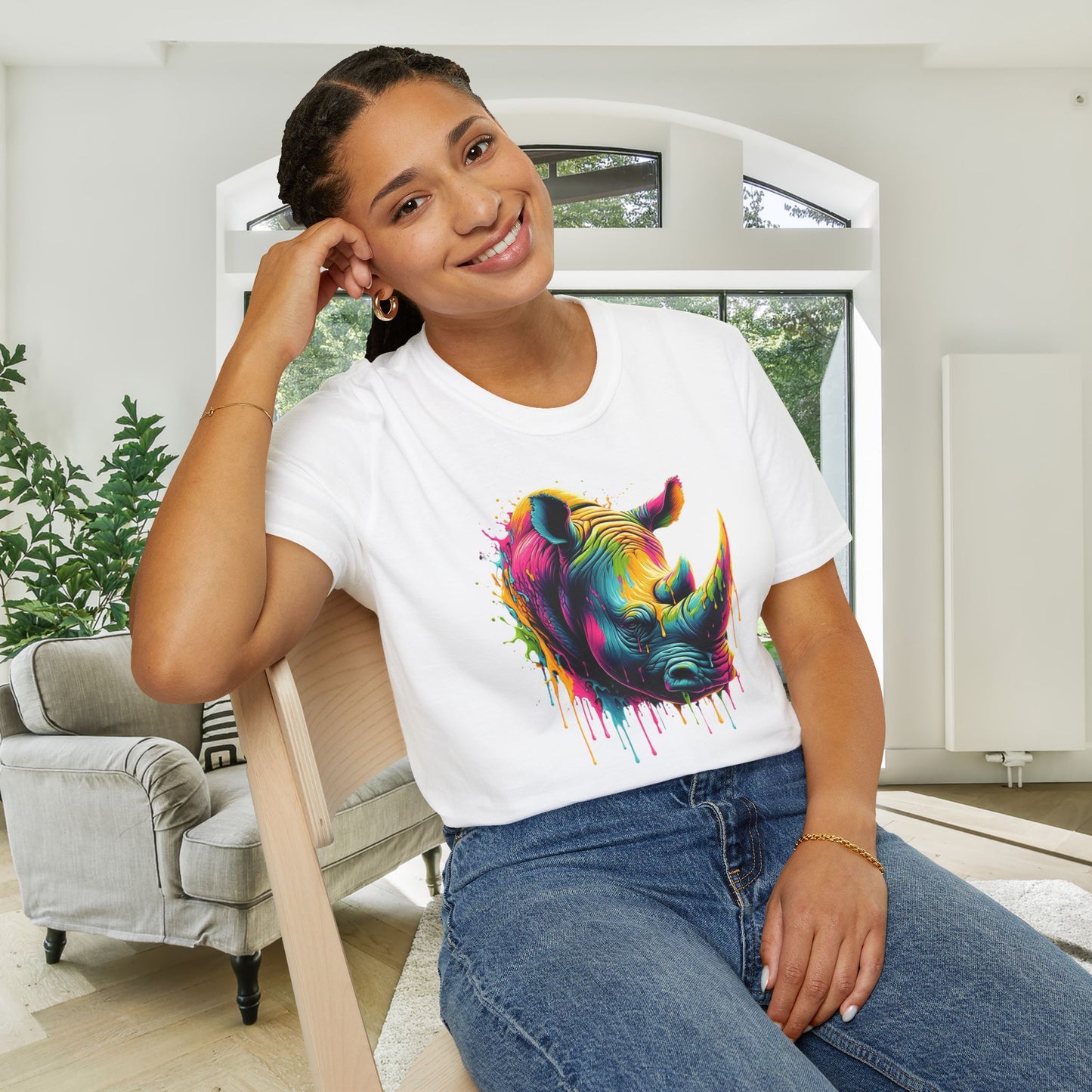 Colorful Rhino Adult T-shirt