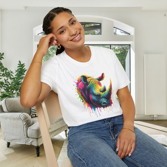 Colorful Rhino Adult T-shirt