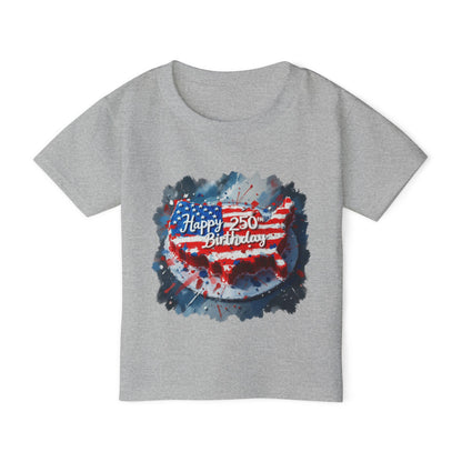 America-Shaped Happy 250th Birthday Cake Heavy Cotton™ Toddler T-shirt