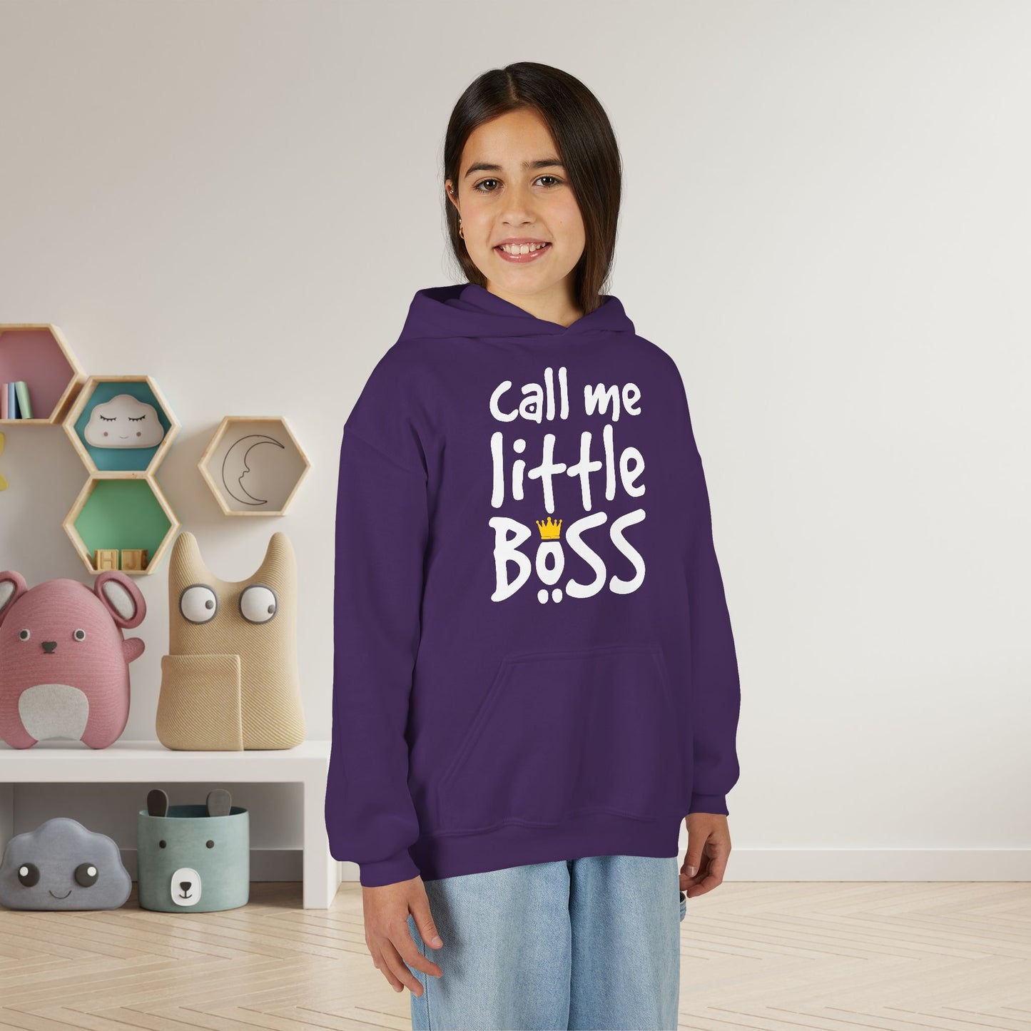 Call Me Little Boss Youth Heavy Blend Hoodie