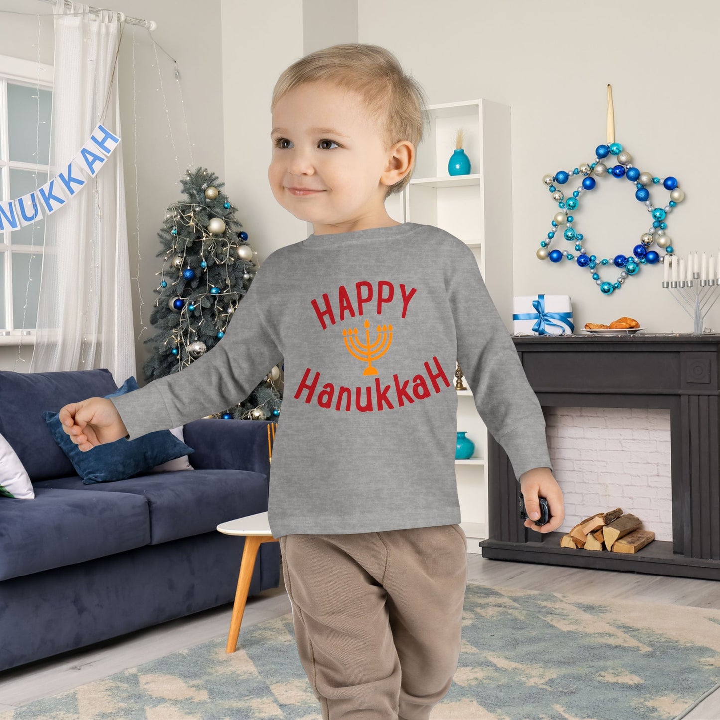 Happy Hanukkah Toddler Long Sleeve Tee