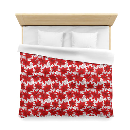 Crimson Poinsettia Sketch Microfiber Duvet Cover