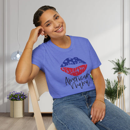 American Mama (Grunge Lips) Adult T-shirt