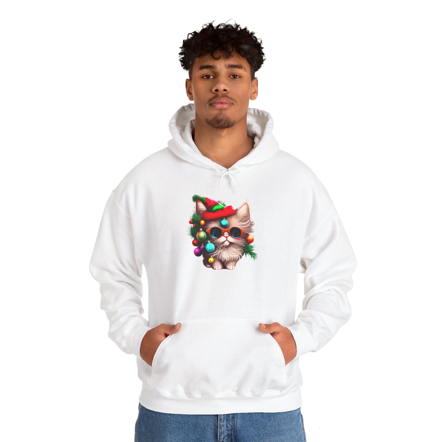 Christmas Tree Kitten Heavy Blend™ Hooded Sweatshirt