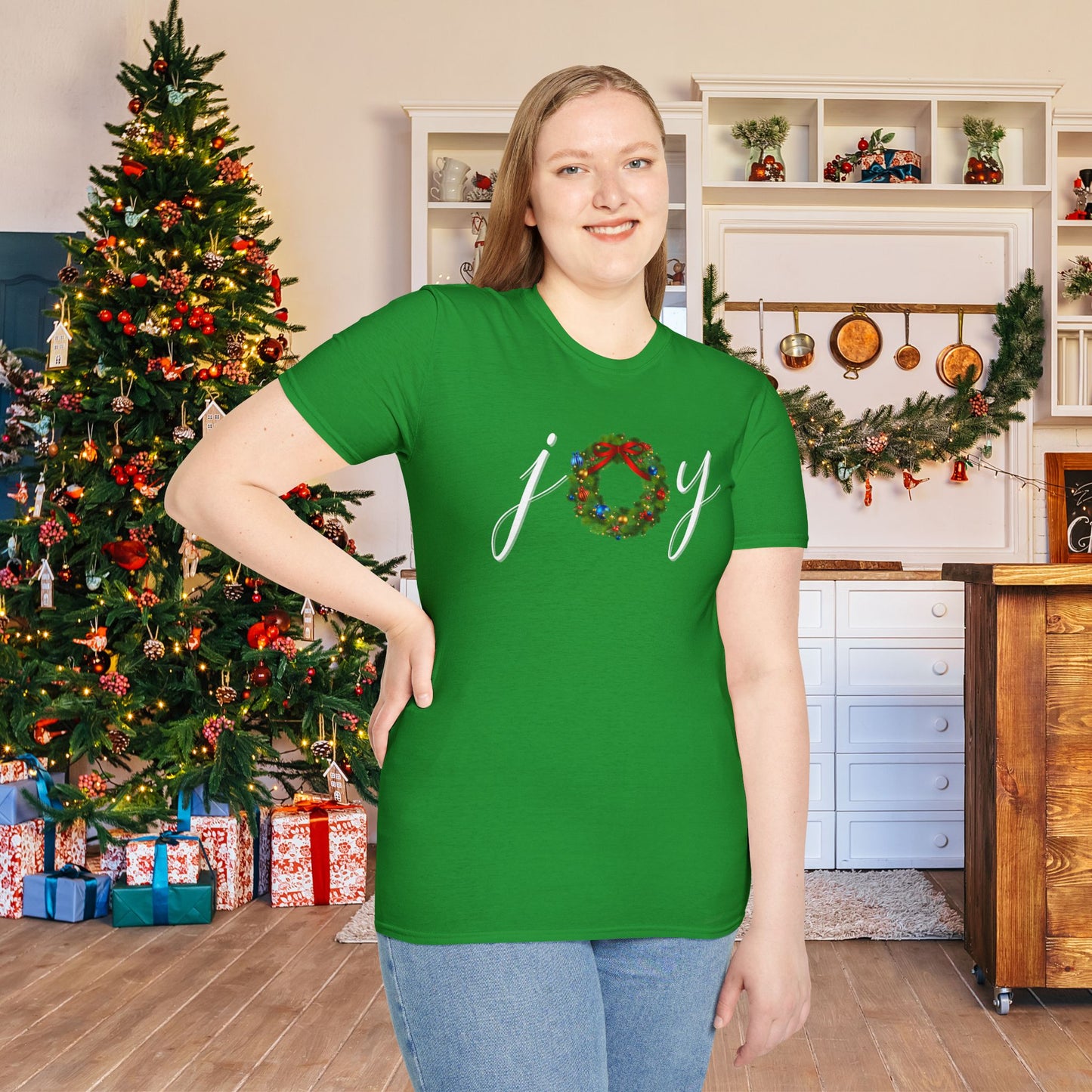 Joy with Wreath Adult T-shirt