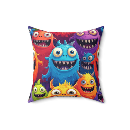 Happy Little Monsters Throw Pillow