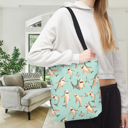 Aquamarine Sharks Canvas Tote Bag