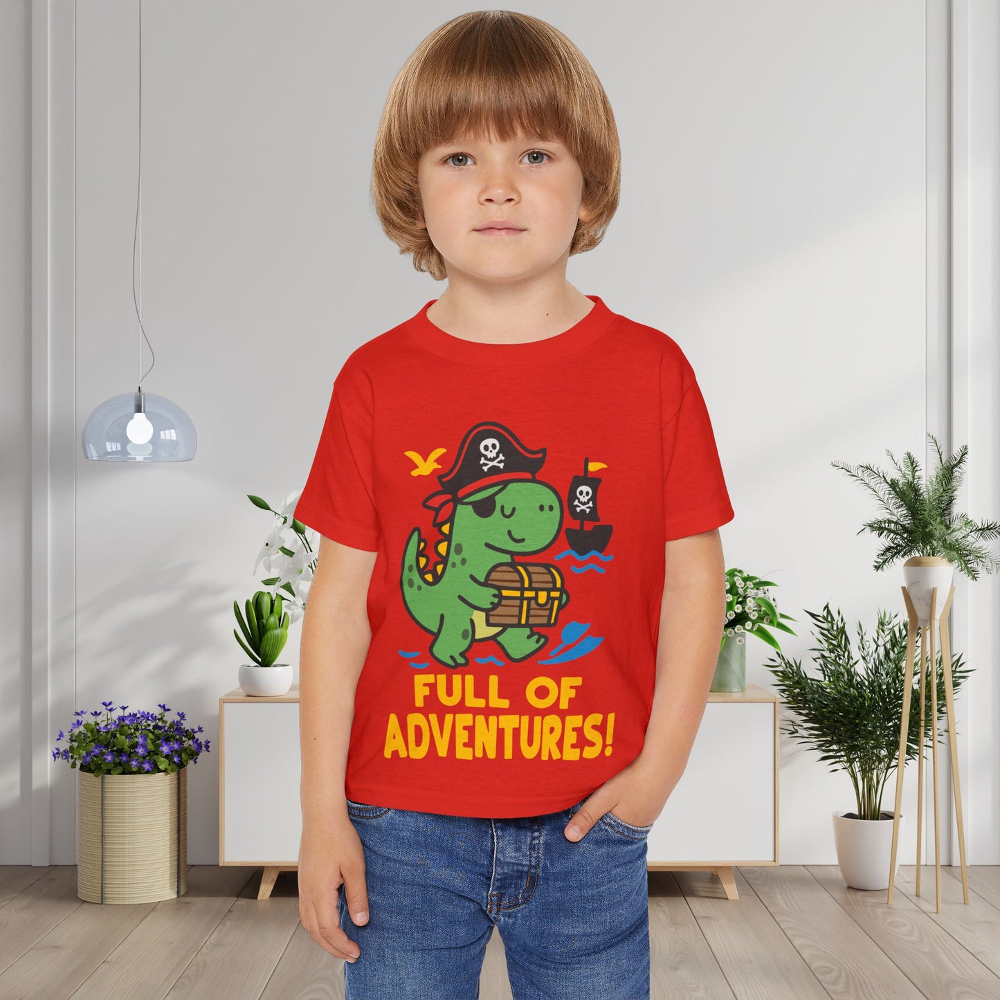 Full of Adventures (Dinosaur Pirate) Heavy Cotton™ Toddler T-shirt