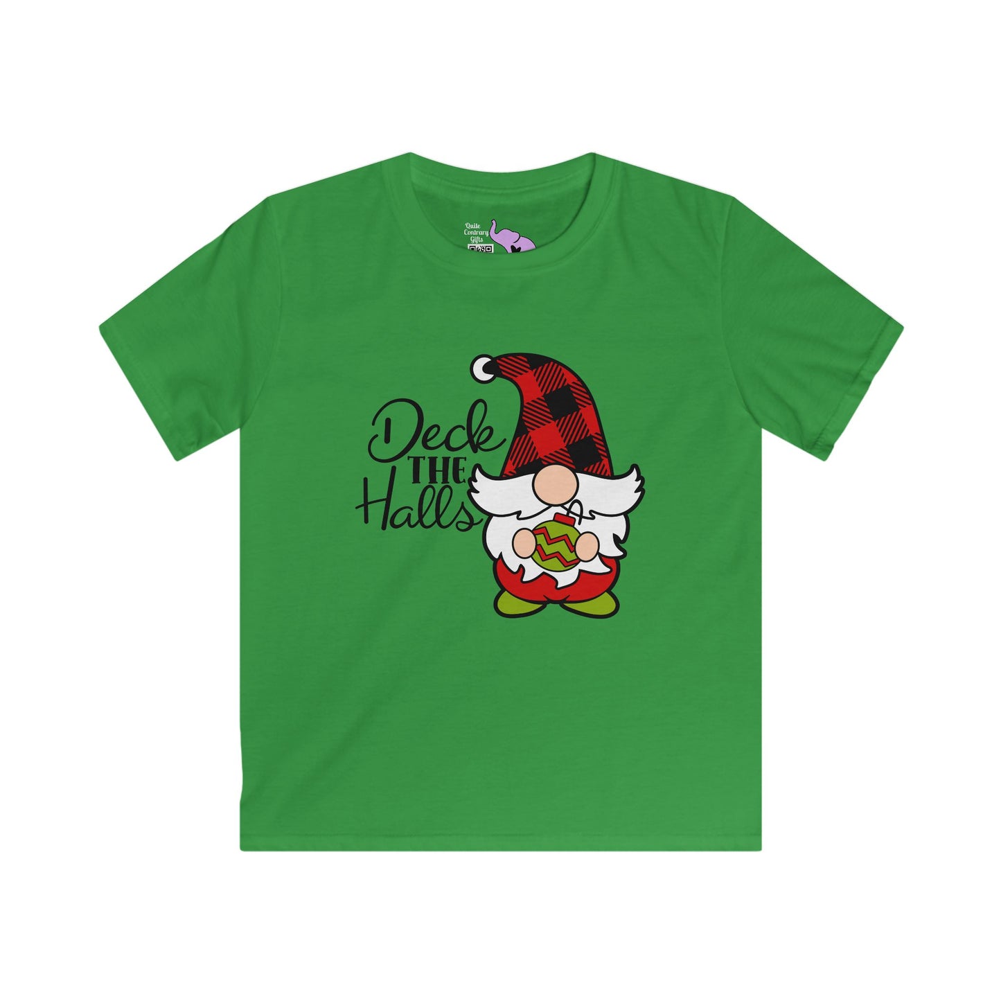 Deck the Halls Plaid Gnome Youth Softstyle Tee