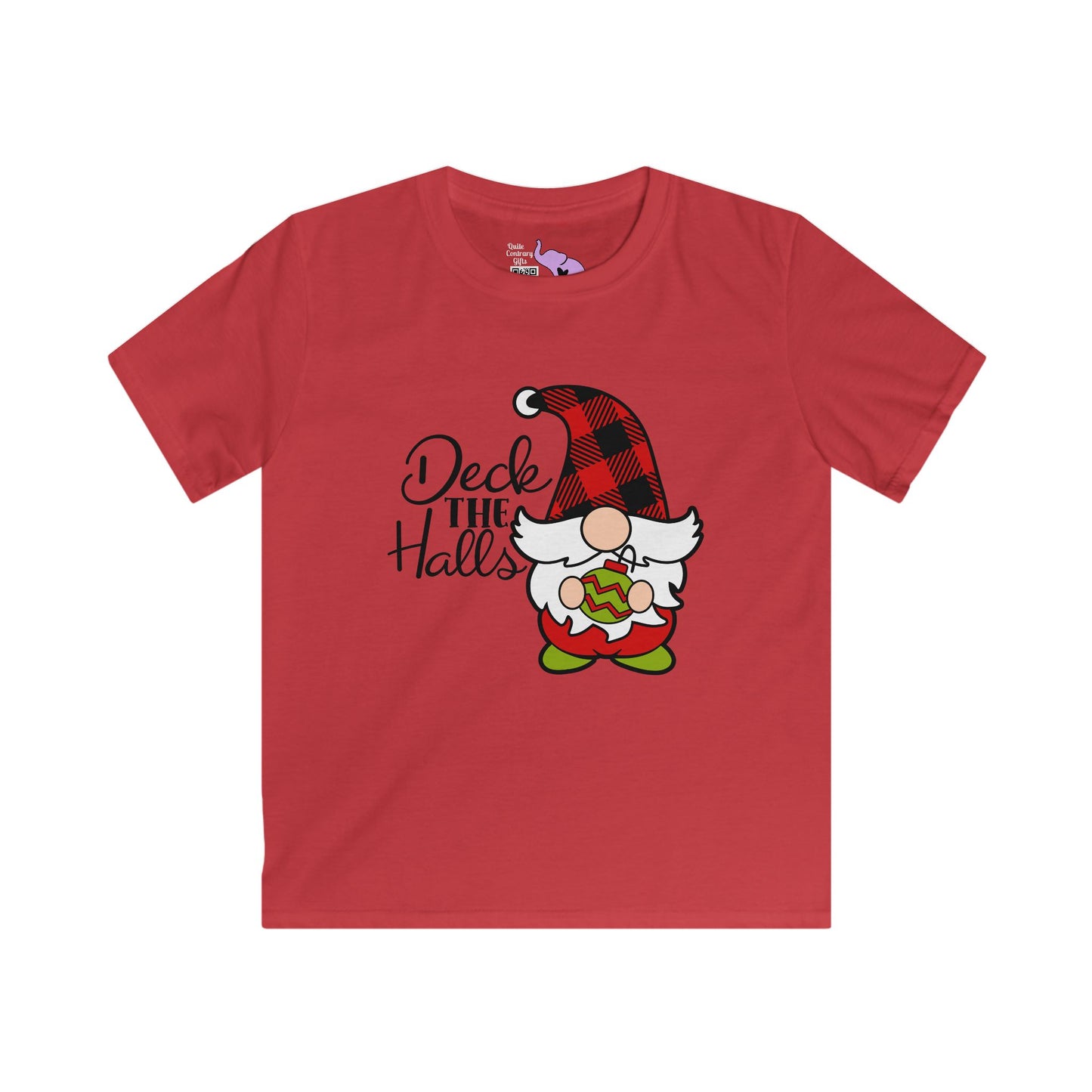 Deck the Halls Plaid Gnome Youth Softstyle Tee