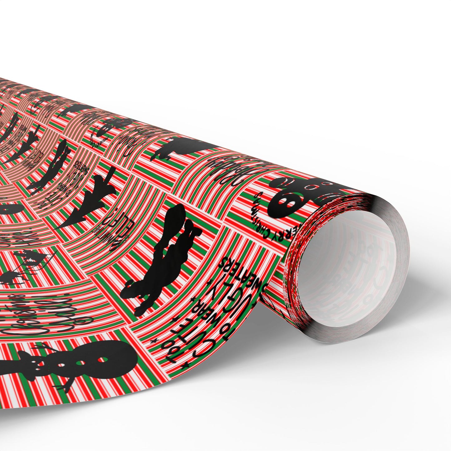 Christmas Quotes and Shapes Striped Wrapping Paper
